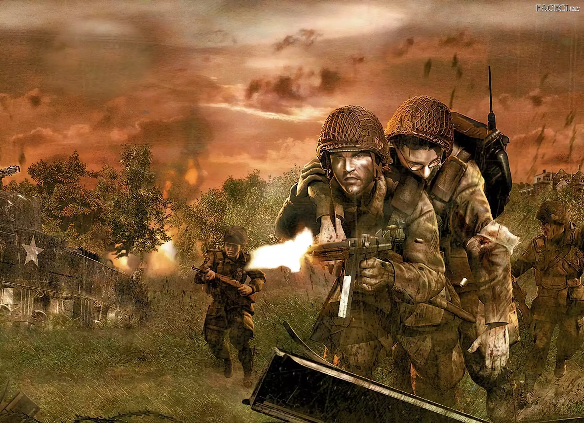 Żołnierz, Ranny, In, Brothers, Arms